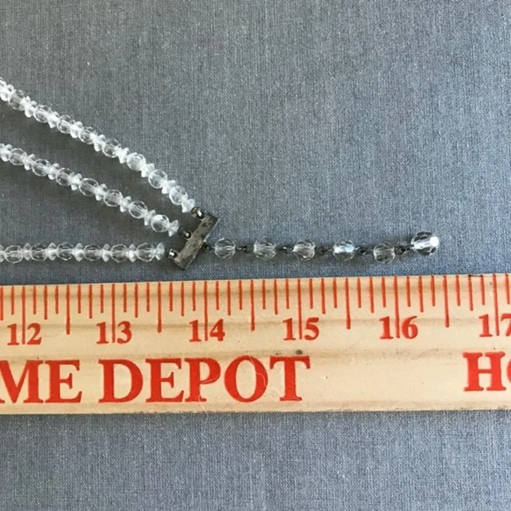 Vintage 3 Strand Aurora Borealis Crystal Necklace Rhinestone Extension 14-16 In